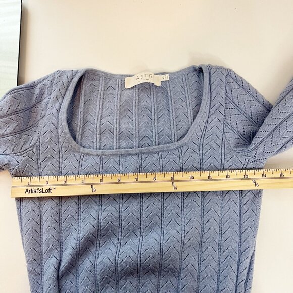ASTR the Label Pointelle Knit Cropped Pullover Sweater Top Balloon Sleeve XS - Picture 5 of 6